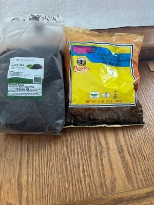 1ea TEA ZONE TÉ NEGRO HOJA SUELTA 8,4 oz y 1ea THI TEA MIX BOT TRA THAI 16 oz NUEVO Foto 1 de 4