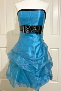 Vntage 90s Jessica McClintock Gunne Sax Bubble Tule Blue Dress - Small, Size 5 - Picture 1 of 10