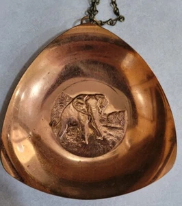 One of a Kind copper elephant wall plate with hanging bowl by Copper Craft Guild - Picture 1 of 4