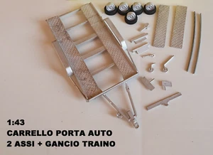 1/43 Carrello portauto Trailer Carro Wagen Remorque auto Kit - Foto 1 di 1