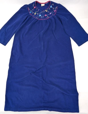 Acogedora bata de felpa de mujer manga larga con cremallera frontal azul Adonna de colección, talla XL (46" pecho) Foto 1 de 4