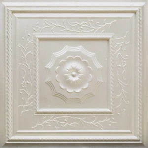 Piastrelle per Soffitto in PVC Finta Latta (Incolla/Drop-In) 24x24 D219 Bianco Perla - Foto 1 di 2