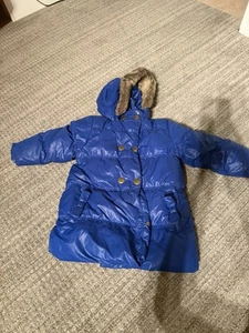 HANNA ANDERSSON GORGEOUS BLUE DOWN HOODED PARKA WINTER COAT GIRLS 130 7 8 - Picture 1 of 3