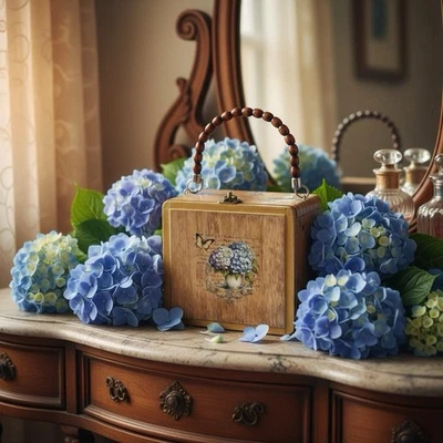 Handcrafted Floral Cigar Box Purse - Image 1 of 4