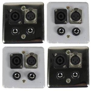 4Pcs XLR 3-Pin Female 6.35mm 1/4" Stereo Speakon Wall Plates for Studio Cables - Picture 1 of 7