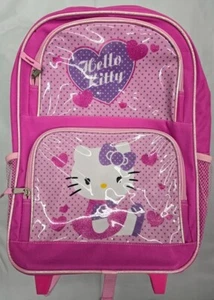 Sanrio Hello Kitty großer 16" Zoll Schule rosa Rollrucksack neu mit Etikett - Bild 1 von 1