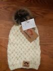 Appaman Girl's Tilly Hat Natural $30 Nwt Faux Fur Pom
