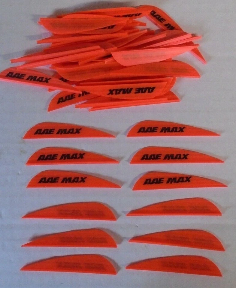 100 AAE Max Stealth 2.7" FIRE ORANGE Vanes arizona archery equip arrow fletching - Image 1 of 1