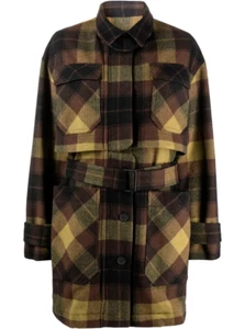 Kenzo Women Wool Tweed Trench Coat UK 14/16 Plaid Tartan Belted Designer RP £925 - Picture 1 of 23