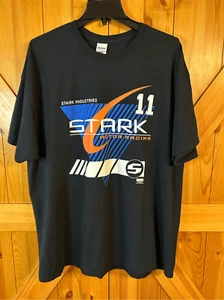 Gildan Marvel Stark Industries Motor Racing Black T-shirt Size 2XL Iron Man Tony - Picture 1 of 4