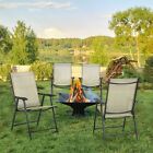 4-pcs Metal Garden Chairs Outdoor Garden Patio Folding Yard Furniture, Beige
