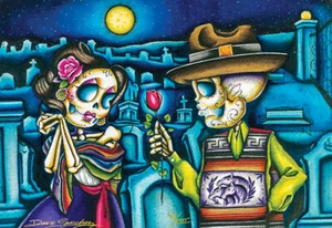 A Rose For My Love Dave Sanchez Art Canvas Giclee Print 5 Sizes Day of The Dead - Picture 1 of 3