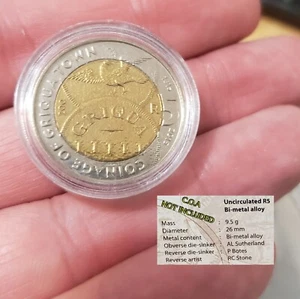 2015 south africa R5 BU GRIQUA TOWN BICENTENNIAL COINAGE OF 5 rand  BI-METAL - Picture 1 of 6