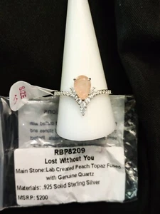 Bomb Party Ring Size 11 Rbp8209 Lost Without You LC Peach Topaz Genuine Quartz  - Picture 1 of 3