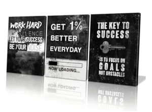 Success Canvas Wall Art for Home Office Workplace, 12x16inx3pcs Wen - Picture 1 of 7
