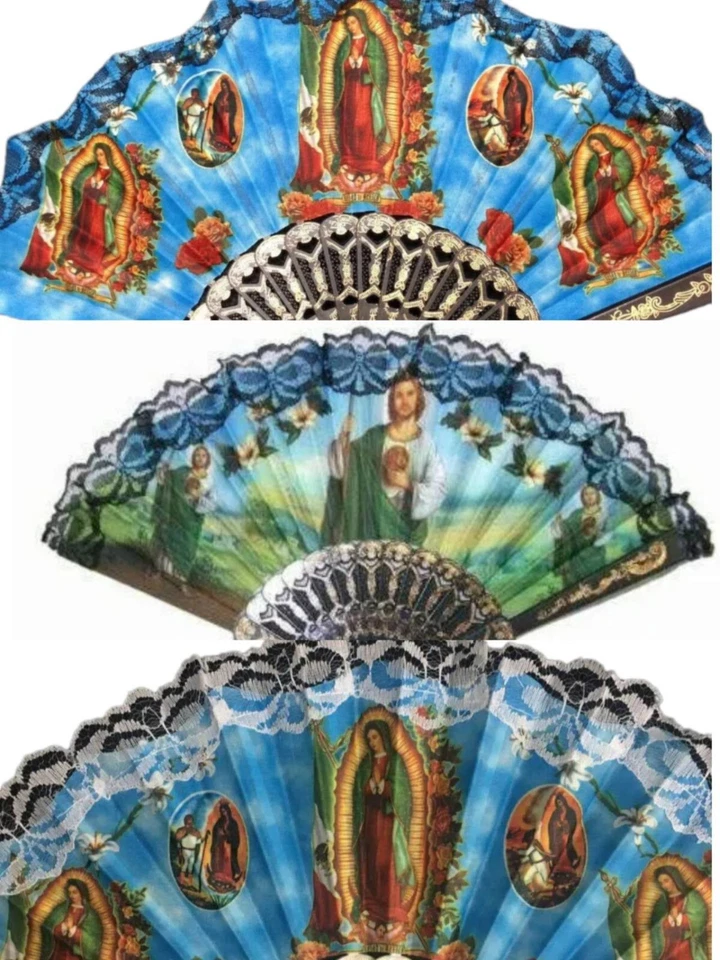 3 PIEZAS X Nuestra Señora de Guadalupe/St Jude/ ventiladores de mano o bolsas de mano para favor de la Iglesia Foto 1 de 1