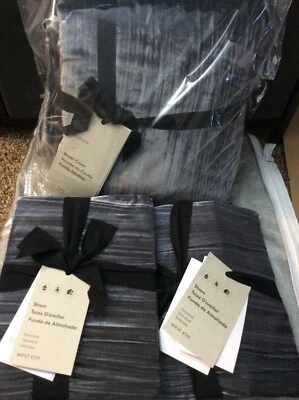 West Elm F/Q Duvet Cover  2 Lush Crinkle Velvet Standard Shams Graphite Gray NWT - Image 1 of 2
