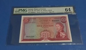1963 Jersey, States of Jersey QE II £5 P-9b PMG 64  - Picture 1 of 2