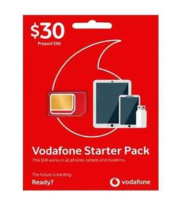 Vodafone $30 Prepaid SIM Pack Unlimited Calls and 20GB+ Bonus Data-Free Shipping - Picture 1 of 4