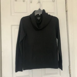 Talbots Sweater Womens Small Black Cowl Neck Button Cuff 100% Pure Merino Wool - Picture 1 of 7