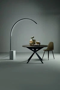 Piantana a led lampada da terra arco moderno nero e marmo CIC-437 - Picture 1 of 2