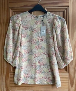 Ex OASIS Brand New Multi Coloured Floral Chiffon Top Blouse Size 6 - 10 RRP=£39 - Picture 1 of 3