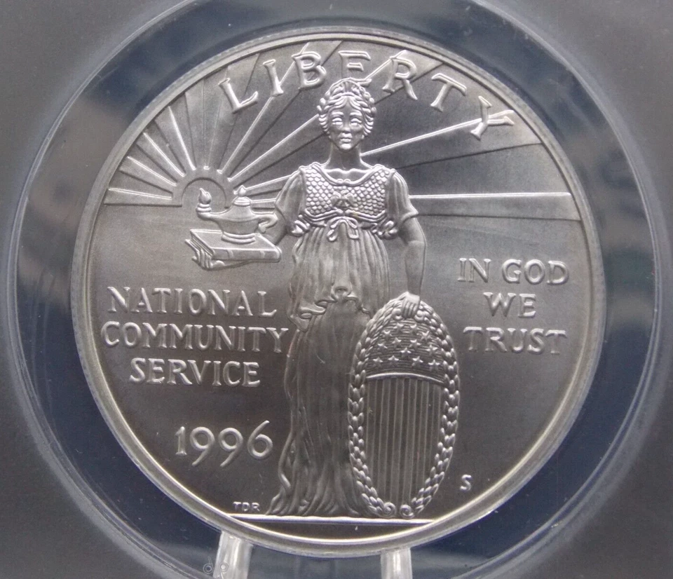 1996 "S" Uncirculated *COMMUNITY SERVICE* BU Silver Dollar $1 ANACS MS69 #602 - Image 1 of 4