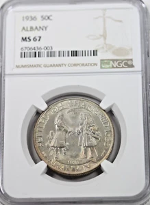 1936 Albany Commemorative Silver Half Dollar : NGC MS67 - Picture 1 of 4