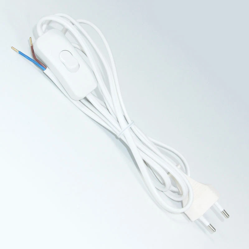 TERRA EXOTICA Eurostecker ca. 1,8 m weiß mit Handschalter , 2-adriges Stromanschlußkabel
