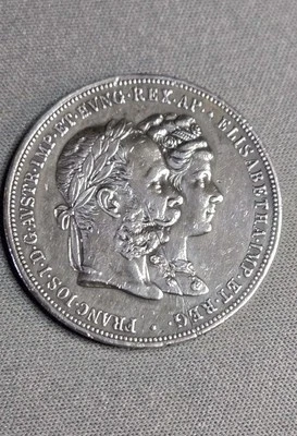 1879 Austrian Empire 2 Gulden Silver Coin Wedding Anniversary - Image 1 of 4