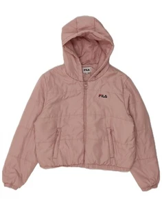 FILA Womens Crop Hooded Padded Jacket UK 16 Large Pink Polyester AO30 - Picture 1 of 5