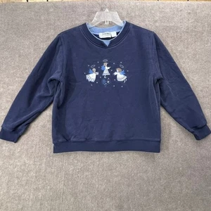 Shenanigans Medium Blue Crewneck Sweatshirt Embroidered Angels Vtg Grannycore - Picture 1 of 8