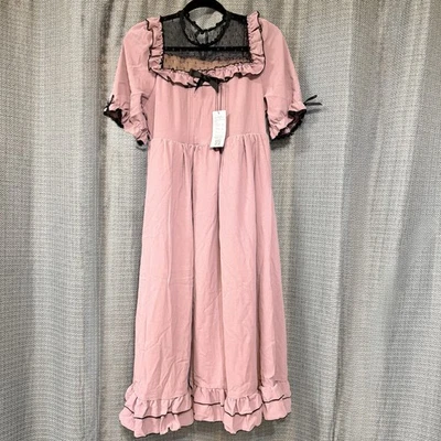 Vestido Jirai Kei Ryosan Lazo Mujer 3L Japón Anime Encaje Lolita Rosa Negro Talla Grande Foto 1 de 4