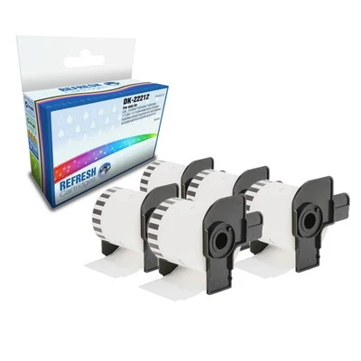 Refresh Cartridges 5x DK-22212 Continuous Film Label Rolls 62mm Black On White
