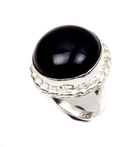 Shining Black Onyx Silver Plated Jewelry Ring Adjustable J711 - Picture 1 of 4