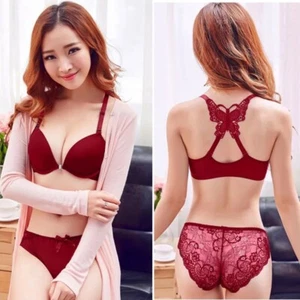 Set reggiseno push up donna chiusura anteriore in pizzo biancheria intima intima AB - Foto 1 di 21