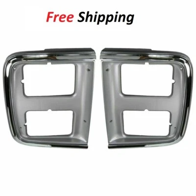 For 1985-1991 Chrome Headlight Trim Bezel Dual Headlights Pair Set GMC Chevy Van - Image 1 of 4