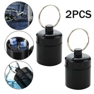 2*Mini Waterproof Metal Medicine Pill Box Case Bottle Holder Container Keychain - Picture 1 of 11