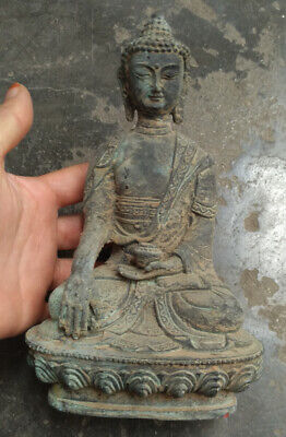 Collectable Old Earth Terracotta Antique Bronze Shakyamuni Sit Buddha Statues • 47.27£