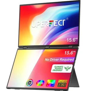 UPERFECT 15,6" Składany przenośny podwójny monitor 1920x1080 IPS FHD USB C Wyświetlacz - Zdjęcie 1 z 7
