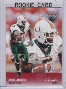 Tarjeta de novato Andre Johnson 2003 Playoff Prestige Football Miami Hurricanes NFL RC - Imagen 1 de 2