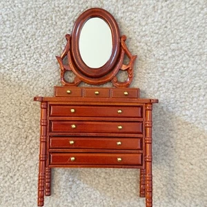 Bombay Company Dollhouse Miniature Wood Dresser Bureau Chest Drawers Mirror NOS - Picture 1 of 7