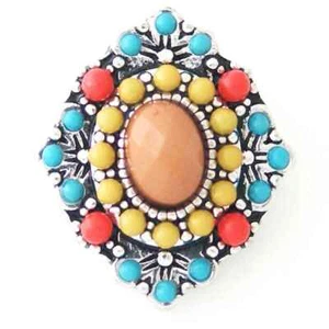 Antique Bead Snap Jewelry Ginger Charm 18MM Blue Coral Yellow Custom Snap Button - Picture 1 of 9