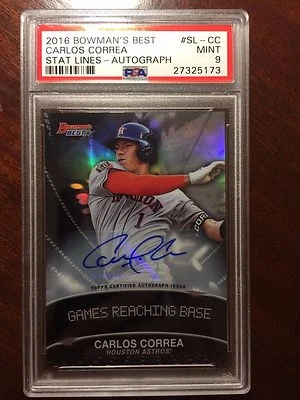 2016 Bowman's Best CARLOS CORREA #sl-cc Stat Lines Auto 12/50 PSA 9 -MINT - Image 1 of 2