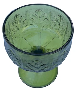 1978 F.T.D. Glas Eichenblatt Standfuß Kompottschale Bonboniere olivgrün Vintage - Bild 1 von 9