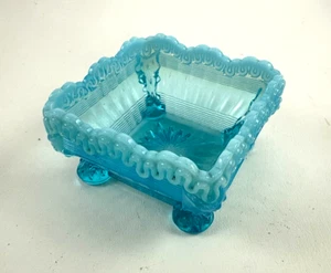 Antique Edwardian Northwood Glass blue opalescent berry bowl ALASKA c.1897-1912 - Picture 1 of 4