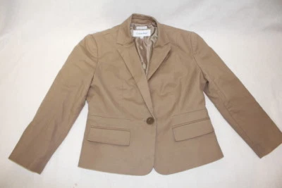 Blazer CALVIN KLEIN elástico marrón mezcla de algodón con mangas 3/4 para mujer 4P-B91 Foto 1 de 4