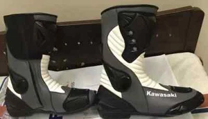 GRAY Racing Motorcycle Shoes Race Motorcycle Boots Leather Sport Touring Boots - Picture 1 of 3