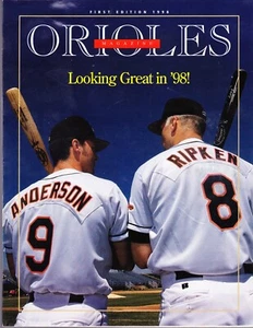 1998 BALTIMORE ORIOLES  PROGRAM ANDERSON & RIPKEN JR INSERT & PRESS RELEASE - Picture 1 of 3