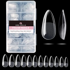Almond Gel Nail Tips, 504PCS Pre Etched Clear Fake Nails Tips Medium Almond Shap - Picture 1 of 12